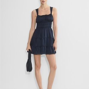 Sunday Best Martine Satin Dress Navy Blue Size S